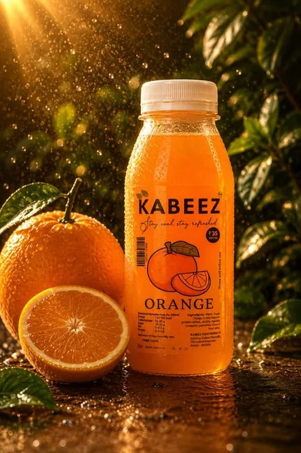 Kabeez Orange fruit drink, 200ml glass bottle