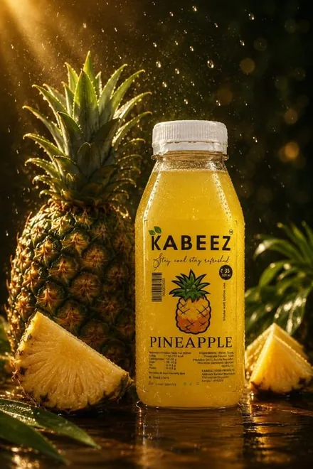 Kabeez Pineapple fruit drink, 200ml glass bottle