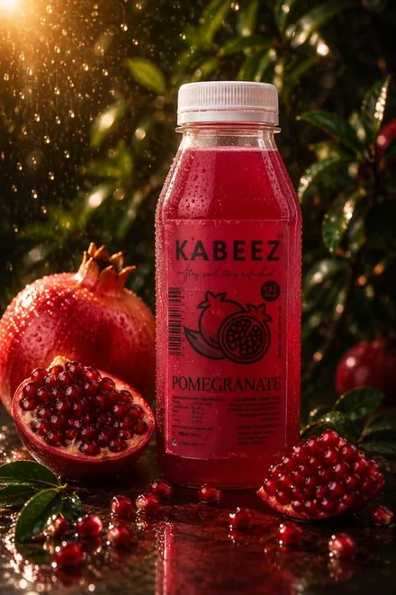Kabeez Pomegranate fruit drink, 200ml glass bottle